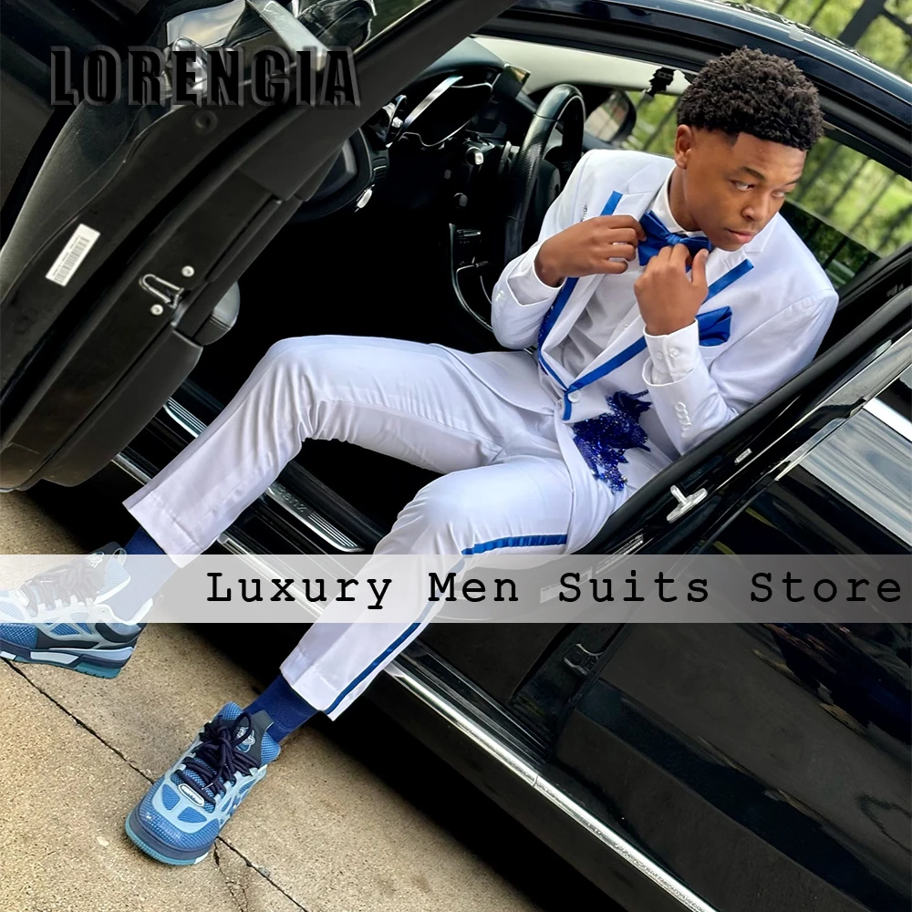 Exquisite Sparkly Crystal Male Suits 2 Pieces Single Breasted Evening Party Outfits Customized Blazer traje juvenil masculino