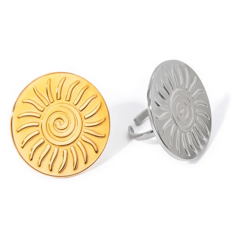 

PAPERPLUS | Stainless Steel Sunflower Ring for Women Gold Document Luxury Party Gift 2024