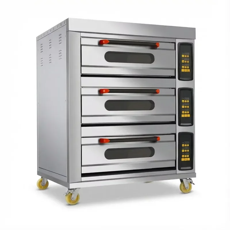 Commercial Chinese electric oven for breads, cakes, desserts - 3-layer brake wheels, overheat protection, adjustable