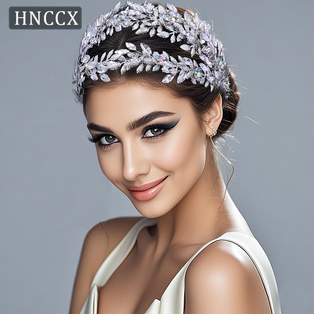 HNCCX-Aro de Metal de doble capa para el cabello, diadema nupcial, accesorios para el cabello de novia, tocado de diamantes de imitación coloridos para mujer, fiesta CP664