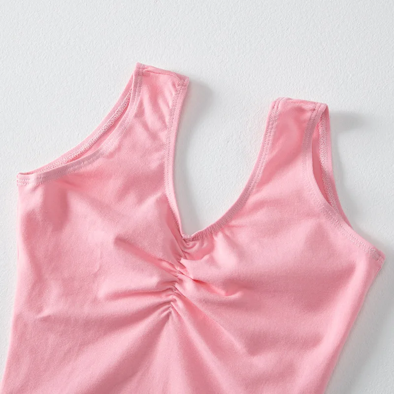 Venta al por mayor, barato, niños, niñas, entrenamiento, Ropa de baile, blanco, negro, rosa, tanque, sin mangas, algodón, LICRA, Leotardos de Ballet