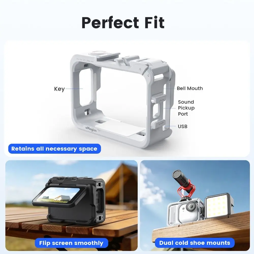 Quick Release Protective Frame Plastic Multifunctional Rabite Cage Cold Shoe Expansion for Insta360 Go Ultra