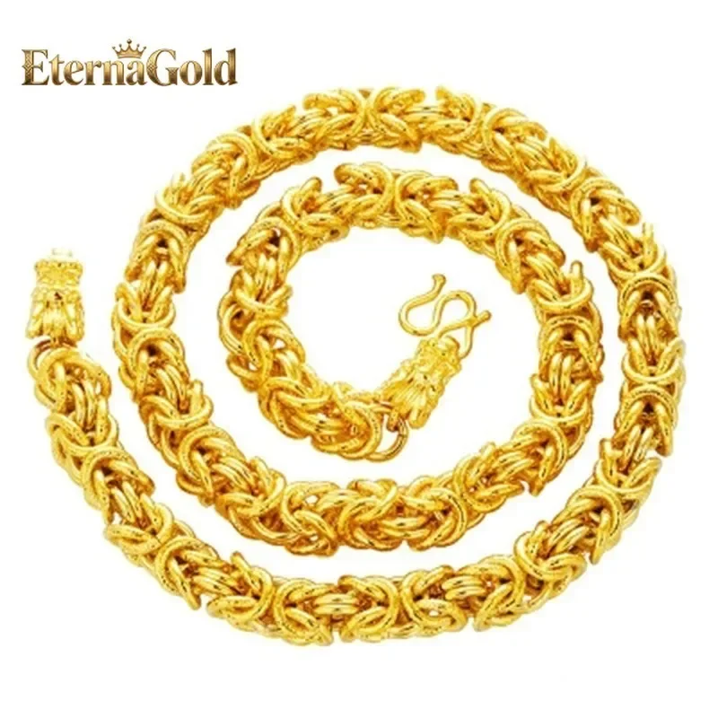 

Мужское ожерелье EternaGold с головой дракона и костями из 24-каратного золота (AU999) | Голова дракона из цельного золота 3D-формы, с рельефным изображением позвоночника, матовая отделка.