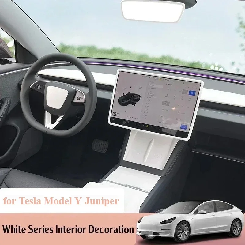 Boîte de rangement pour Console centrale Tesla modèle Y Juniper 25, Protection d'écran du volant, repose-pieds décoratif, housse de siège intérieure