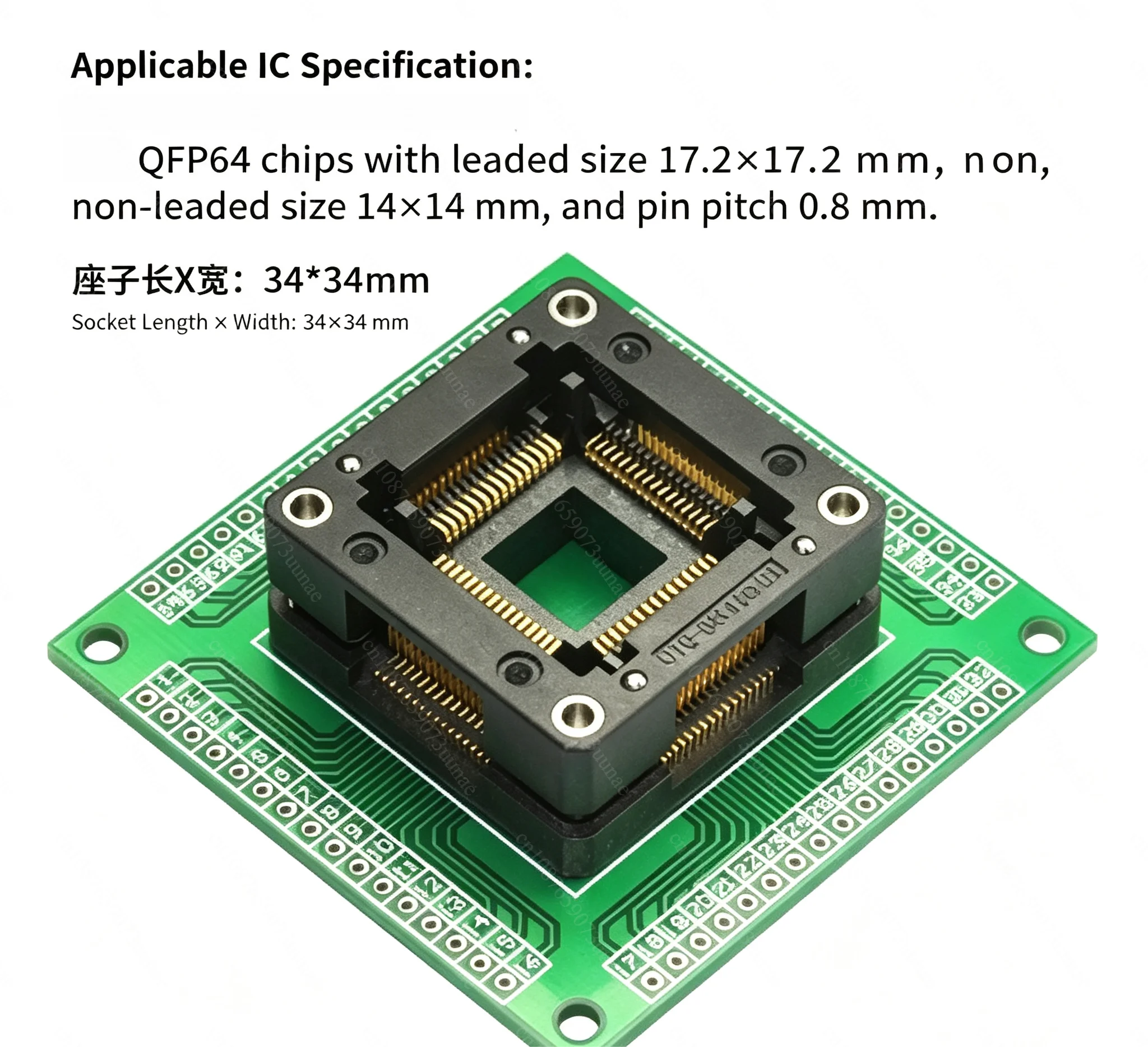 QFP64 LQFP64 Socket Programming Burn-in Test Socket OTQ-64-0.8-01 IC Programming Adapter 0.8mm Pitch
