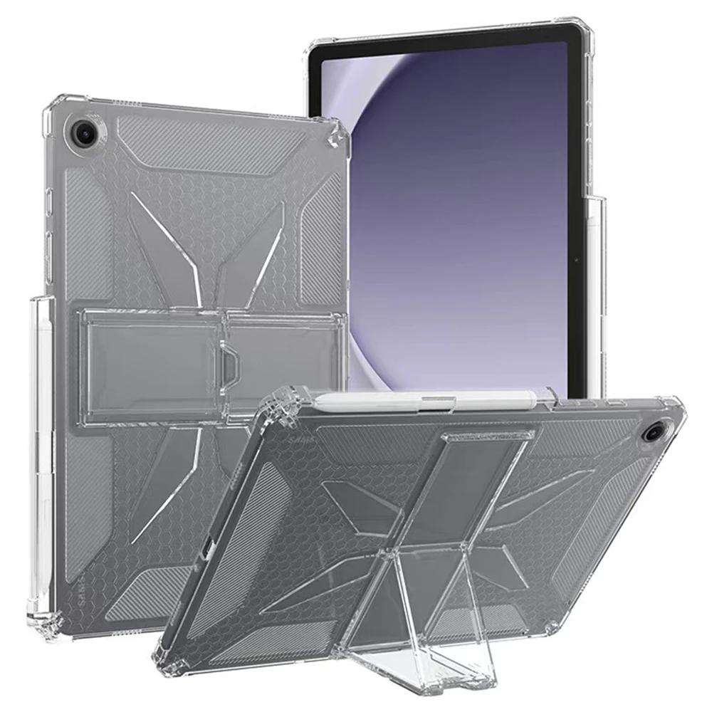 

For Samsung Galaxy Tab A8 10.5 (2022) / (2021) Clear Case Kickstand Shockproof TPU + PC Tablet Cover with Pen Slot