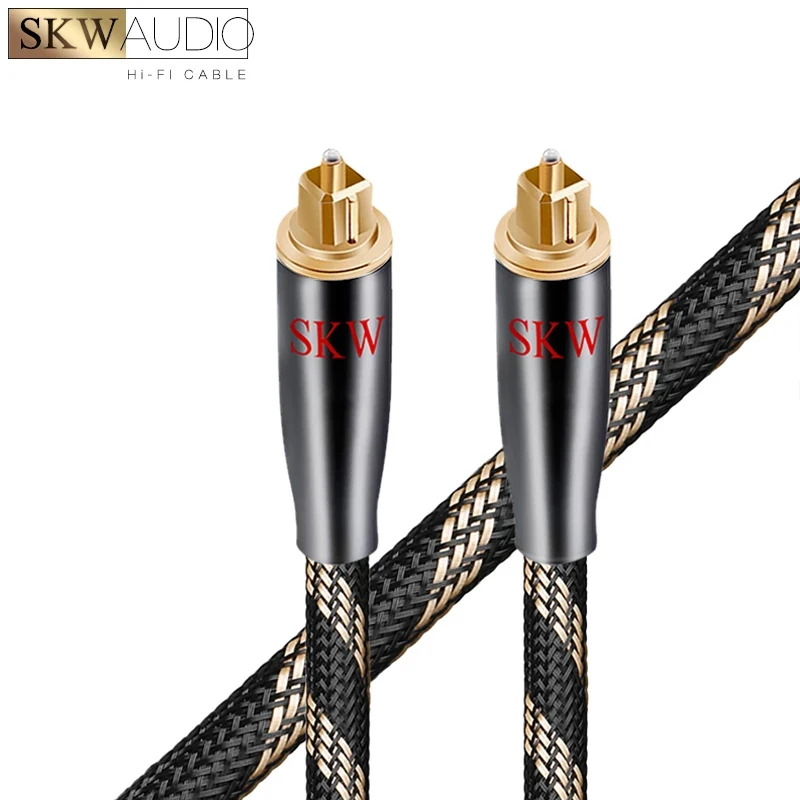 SKW 5.1 Digital Optical Audio Cable Toslink Cable 24K Gold-Plated Connector, Ultra-Durable Fiber Optic Cord Male to Male Cord