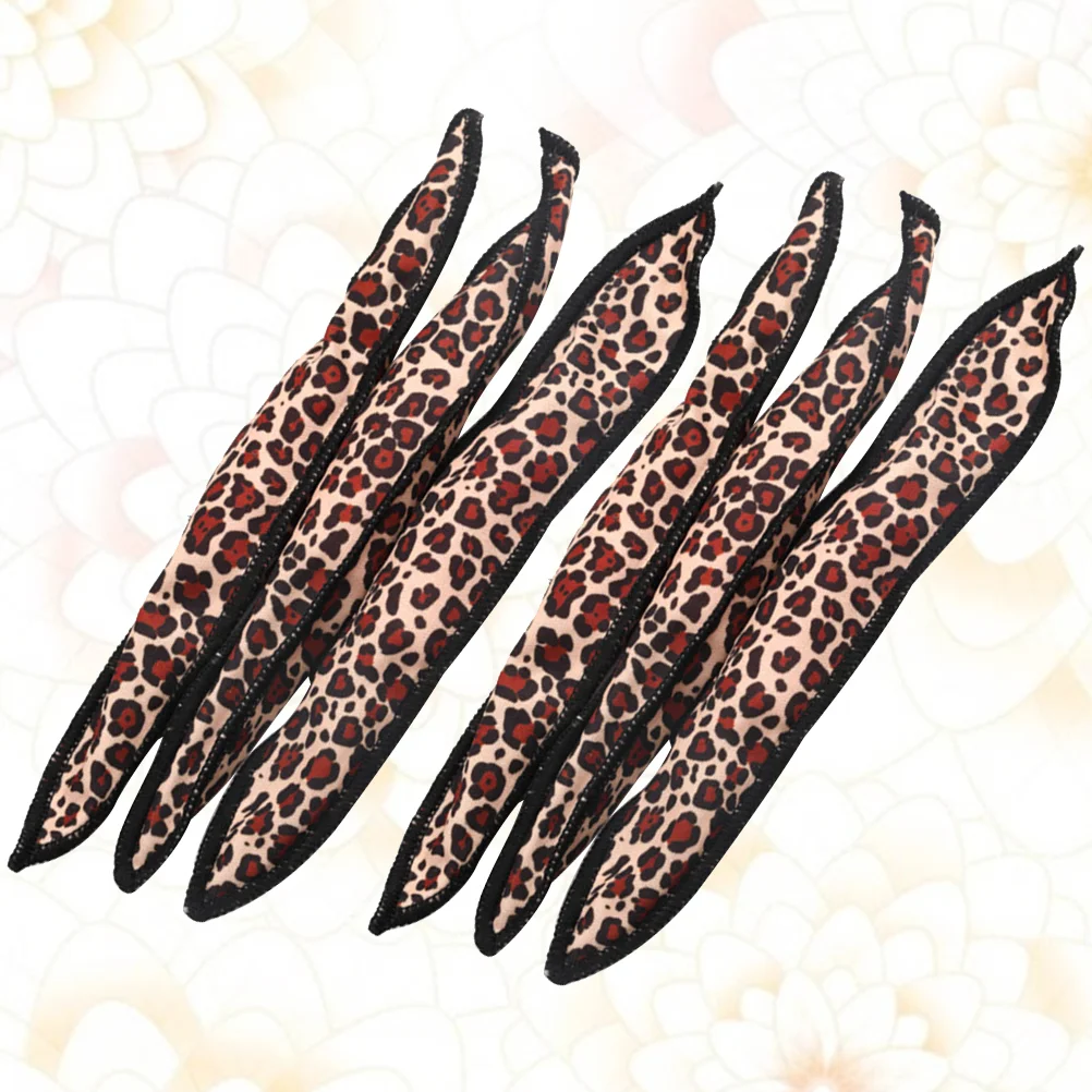 6pcs Adorable Hair Curlers Sponge Hair Rollers Hair Large Wavy Styling DIY Tools for Women Girls Ladies (Leopard Color)