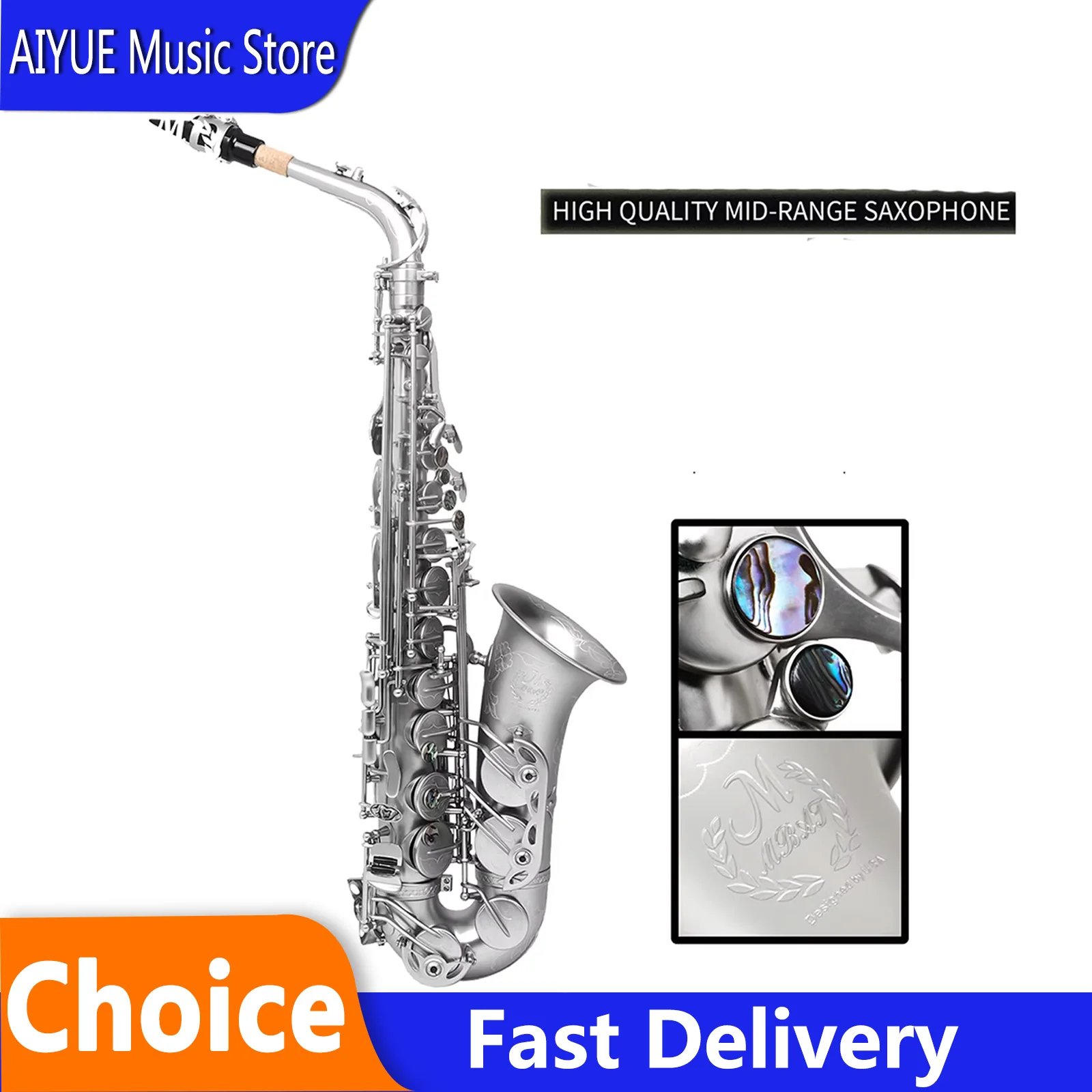 

Саксофон M MBAT Alto Alto Saxophone Bass tube E Tone, белая медь, матовое серебро, бутик-серия, профессиональный, для начинающих, деревянный духовой инструмент