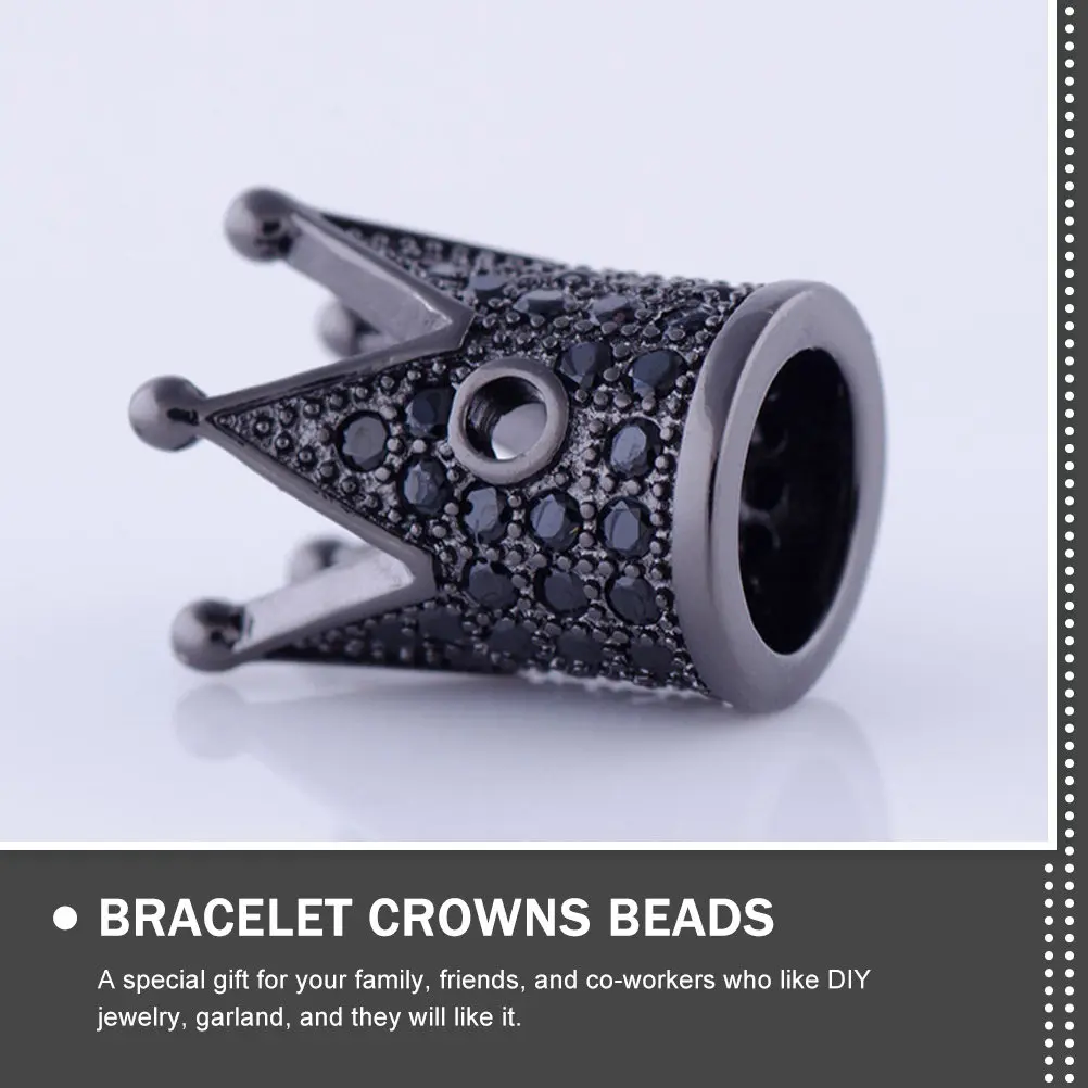 

10pcs Crown Shape Loose Beads For Diy Jewelry Making Bracelet Necklace Craft Supplies Large Hole Spacer Beads Rhinestone Charm