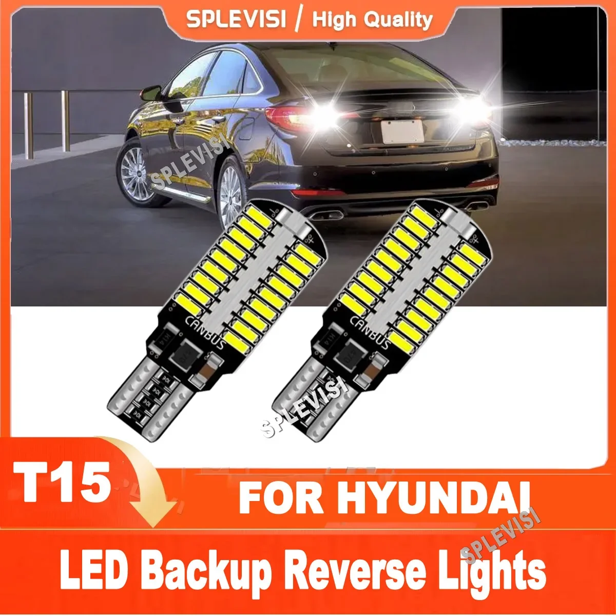 

2x T15 912 915 6000K White LED Reverse Lights Upgrade For Hyundai Santa Fe Veloster Genesis Coupe Sonata Elantra Tucson