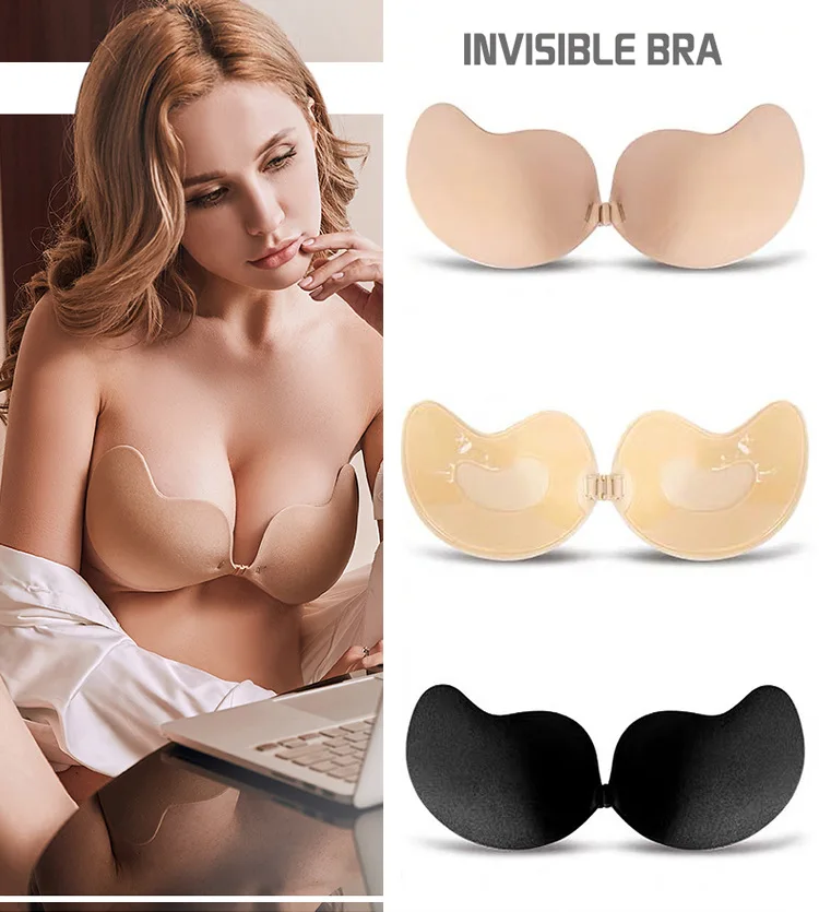 

Reusable Women Push Up Bras Gathering Strapless Adhesive Bra Tapes Nipple Cover Sticker Lingerie Silicone Chest Padding