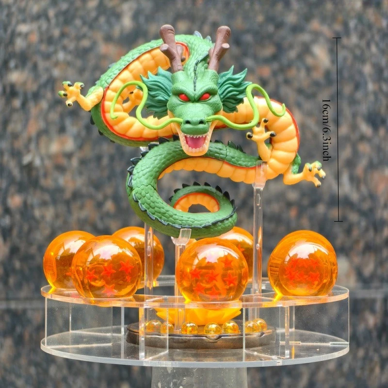 Figurka Anime Dragon Ball Shenron, zabawka akcji z kryształowymi kulkami smoczymi, akrylowa półka, kolekcjonerski model z kryształową kulą, prezent.