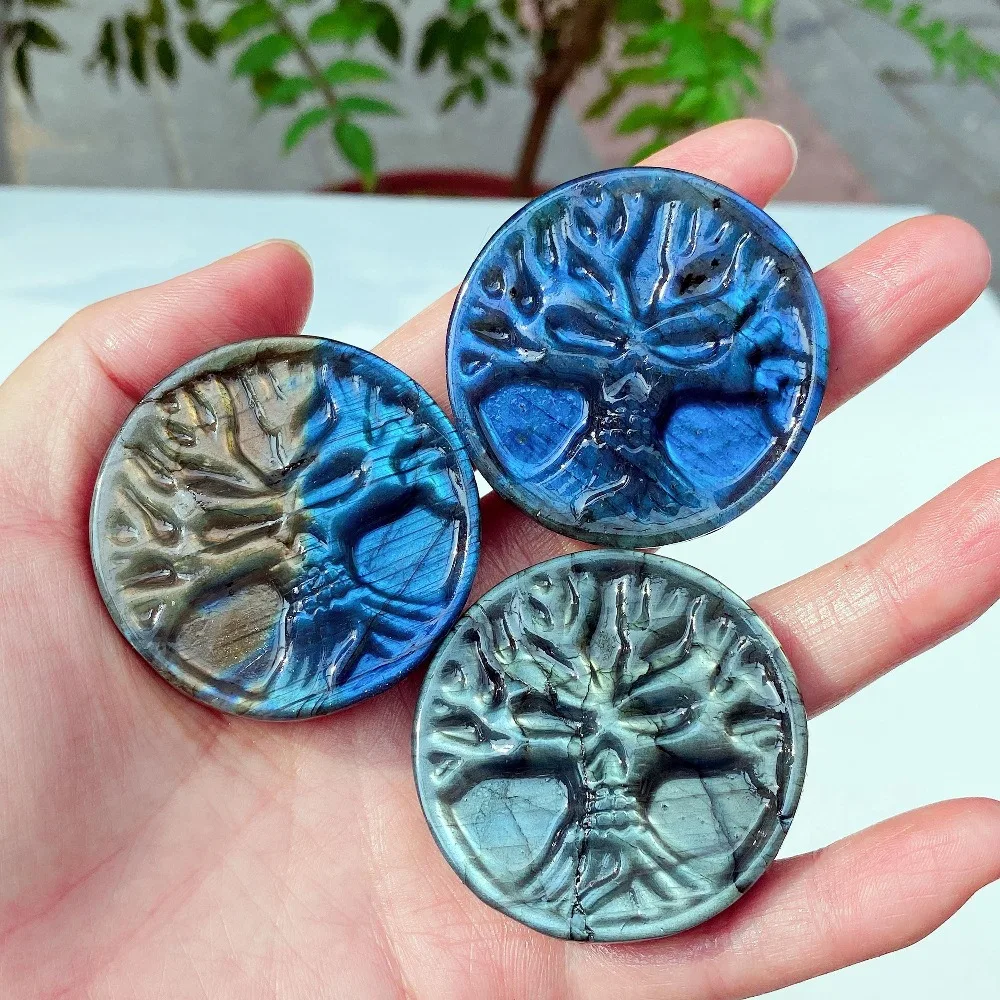 Natural Labradorite The Tree of Life, Intricately Carved By Hand Perfect for Home Decor and As A Holiday Present
