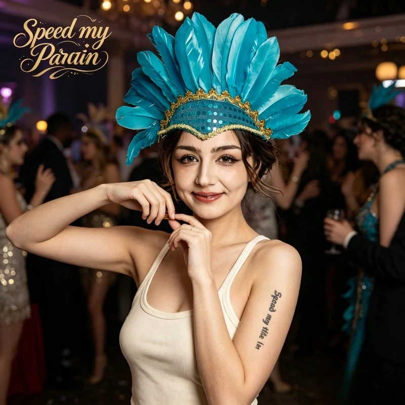Stage Performance Props Feather Bright Opening with Women's Headband Feather Headpiece Turkey Feather Bright Film