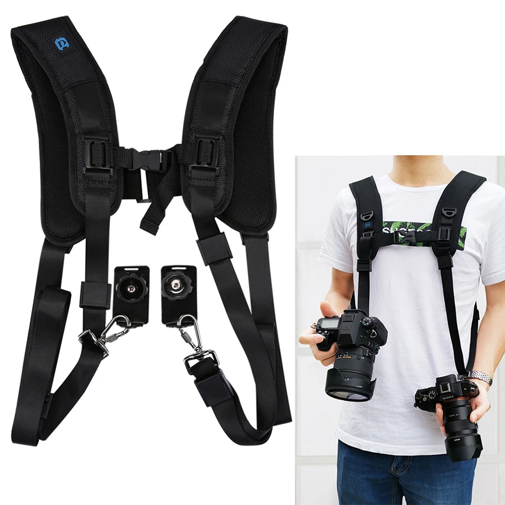 Shoulder Neck Dual Straps Photography Belt Mount Accessories with Quick Release Plates Screws for Canon Nikon Sony DSLR Cameras