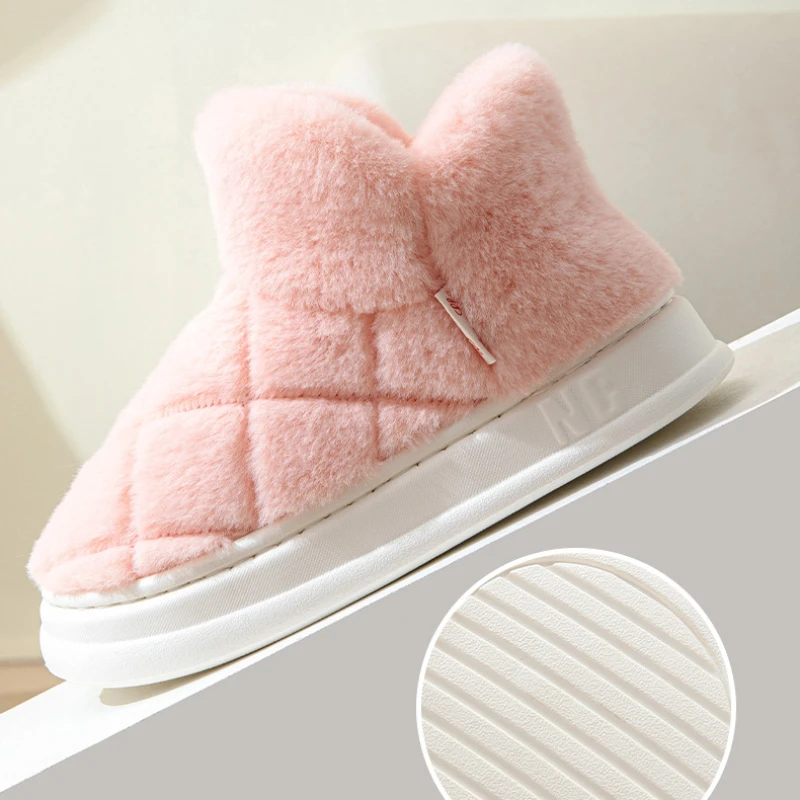 Winter Warm Women's Cotton Slippers Thick Bottom Outside Wear Non-slip Warm Shoes Cute Home Plush Package Root Cotton Slippers