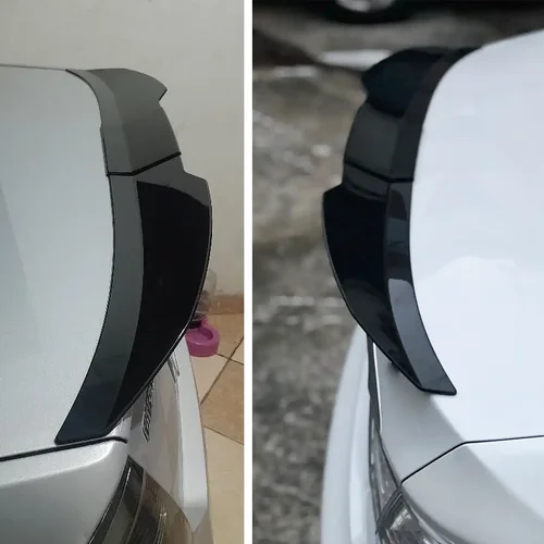 Imagen 2 del producto Para accesorios BMW Serie 3 E46 Coupe & Sedan 1999 + alerón trasero de coche ala de labio 3 uds negro brillante ABS adhesivo de cola de pato Highkick