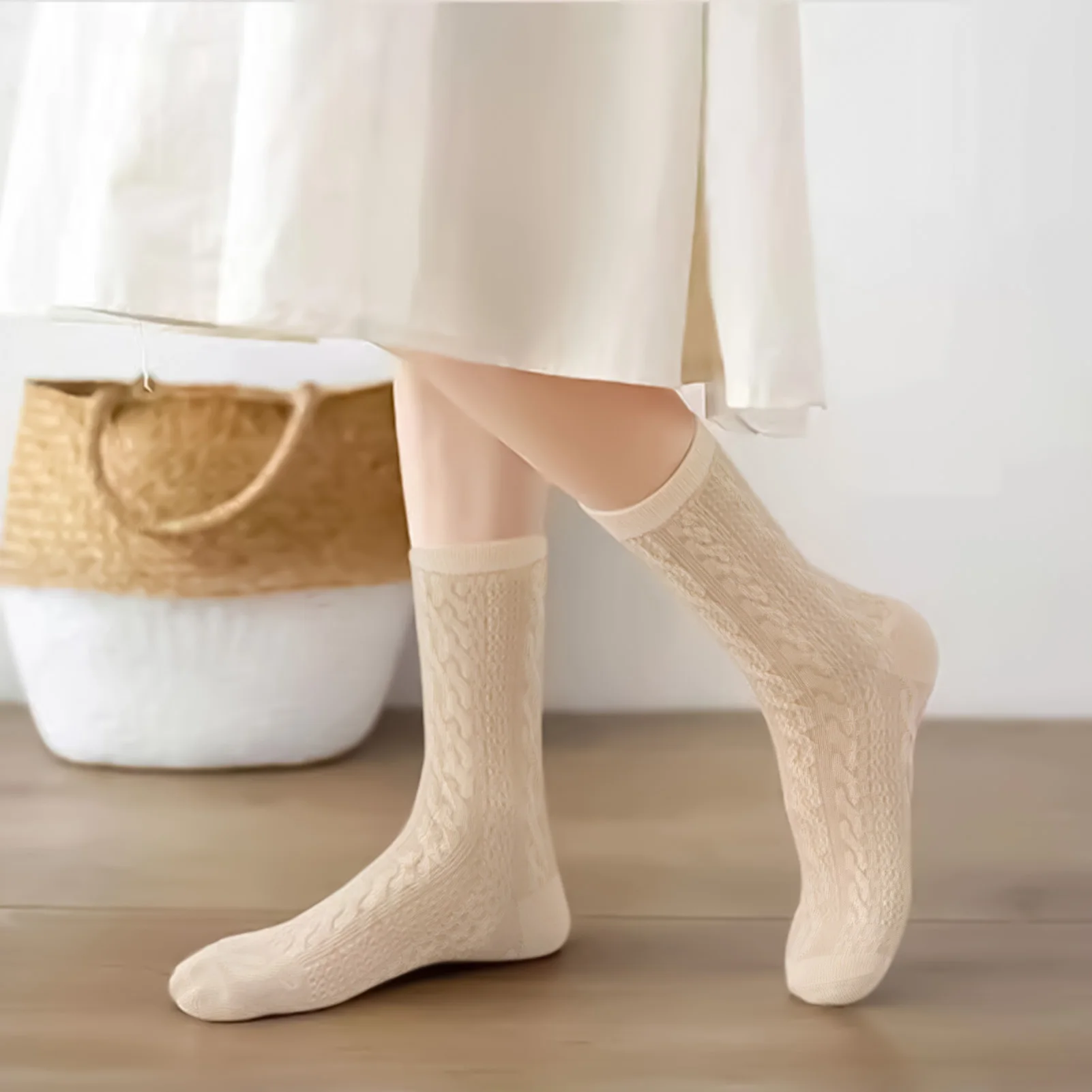 9Pair Soft Socks for Women Vintage 3D flower Breathable comfortable Cotton Multi Color Embossed Floral Calf Sock fashion design