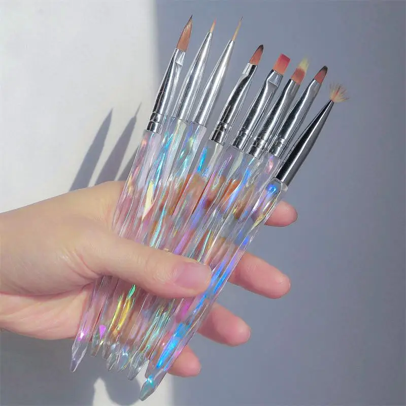 /set Aurora Acrylic Nail Art Painting Pens For Nail Design Soft Slender Brush Gradient Gel Drawing Brush