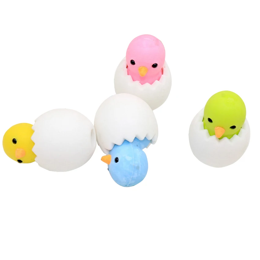 4pcs/lot kawaii cartoon cute eggshell chicken pencil eraser gift erasers for kids school office supplies stationery