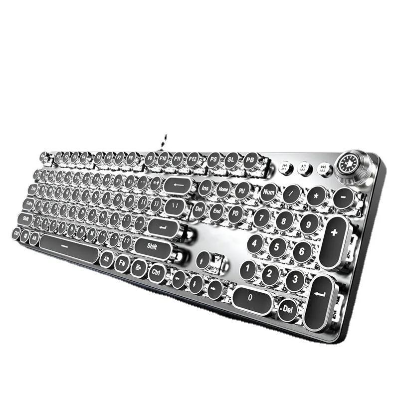 

Wired keyboard TK100 retro steampunk game mechanical keyboard knob blue axis game e-sports keyboard