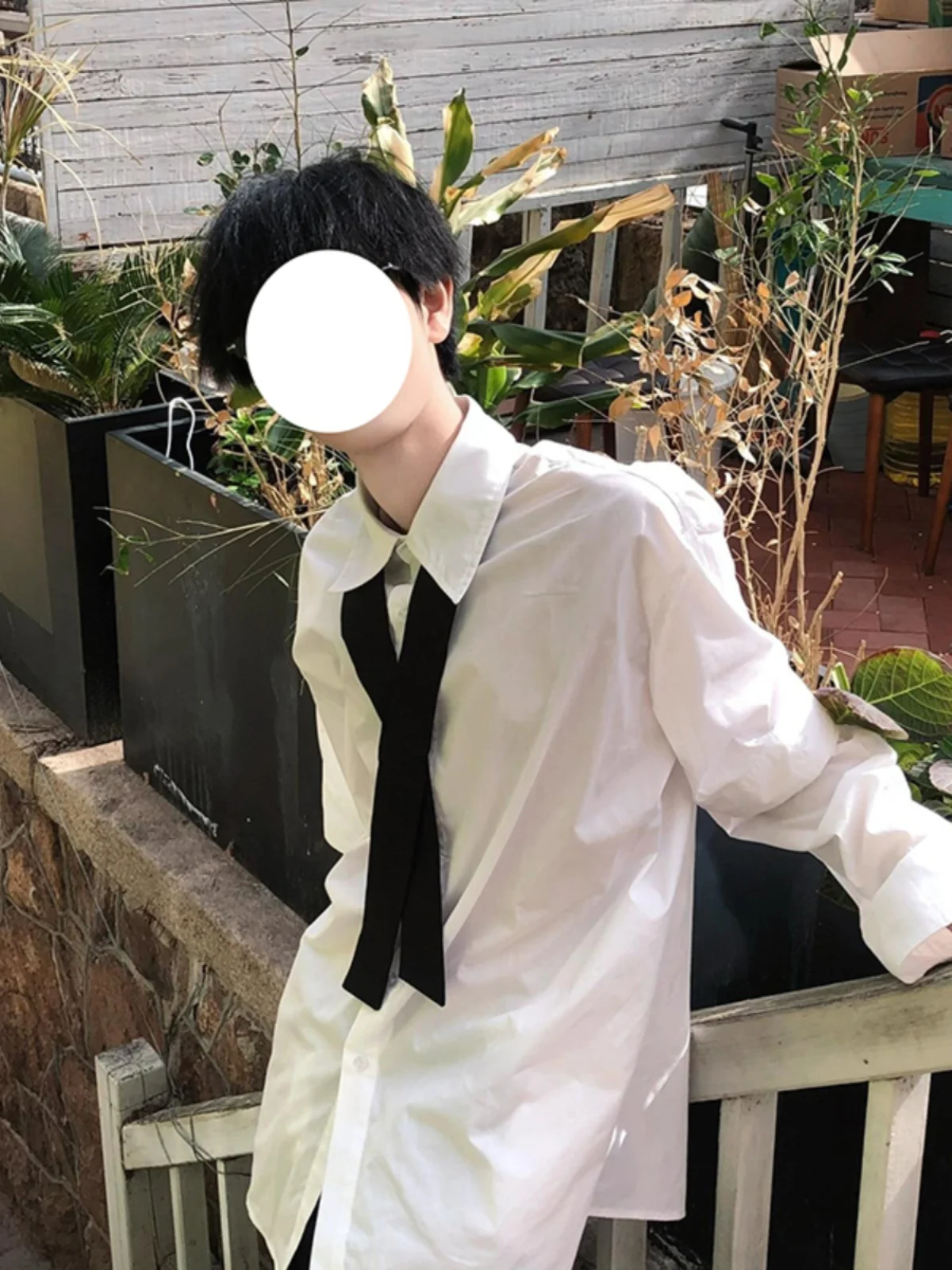 

White Long Sleeve Shirt for Men with Removable Cuff Design Summer Top High-End Feeling Polyester Fiber Casual Fashion