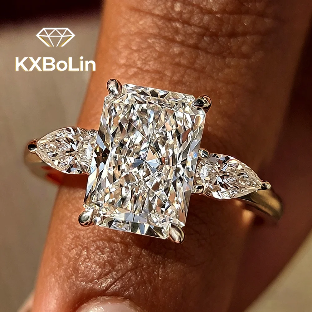 

1/2/3/5/10carat Radiant Cut All Moissanite Diamond Ring with Pear Side Stones 925 Silver Engagement Rings Wedding Band for Women