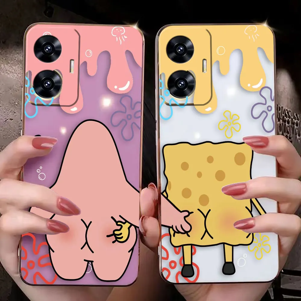 

Cute S-SpongeBob Cartoon Cover Smooth E-TPU Phone Case REALME GT 2 NEO3 MASTER 7 8 8I 9 9I 10 11 C30 C33 C35 C53 C55 Case Shell