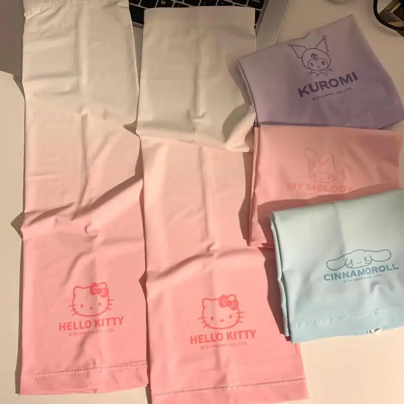 

Sanrio Cartoon Loose Sunscreen Ice Sleeves New Kawaii Cinnamoroll Kuromi Outdoor Cycling Uv Resistant Ice Silk Sleeves Girl Gift
