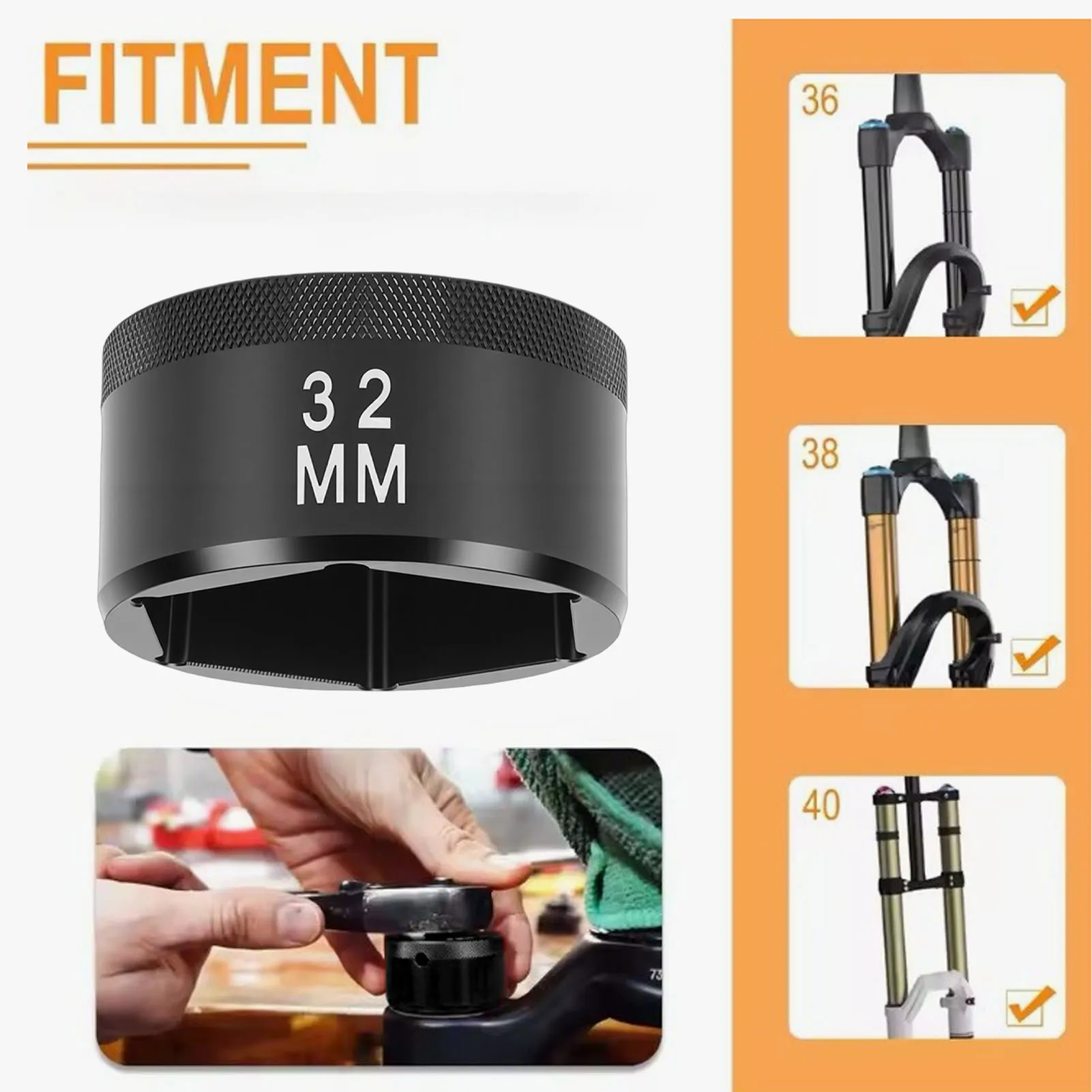 32mm Bike Fork Topcap Socket Tool Metal 3/8 Inch Ratchet Drive Interface Replacement for Fox Fork Series 36 38 40 Series