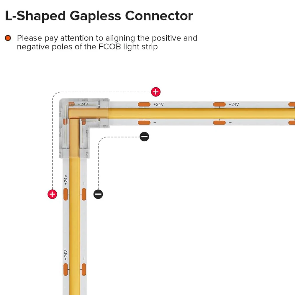 8 مللي متر 2Pin COB موصل 10 قطعة L-شكل الزاوية موصل شفاف Gapless LED الشريط موصلات الضوء لا منطقة داكنة لشريط COB