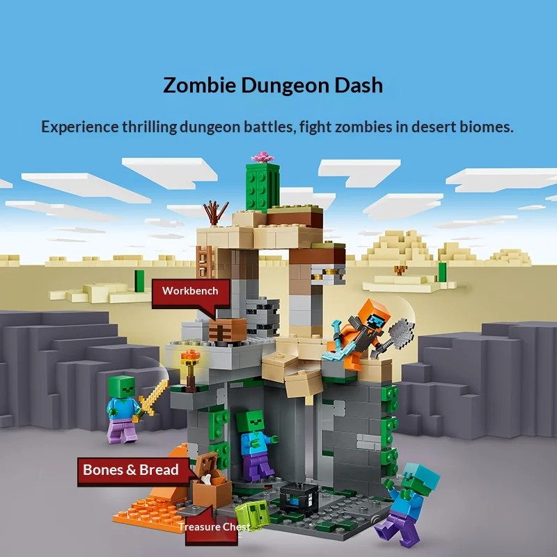 

Hot Selling LG-21587 My World Zombie Dungeon Building Blocks, Minecraft Series Assemble Bricks Toy, Creative Game Scene Model