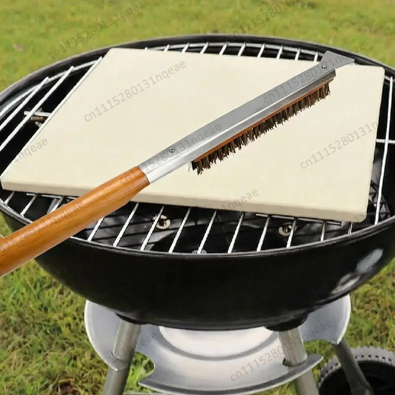 Metal Wooden Handle Pizza Oven Cleaning Brush 53.5cm Removable Baking Clamp Set