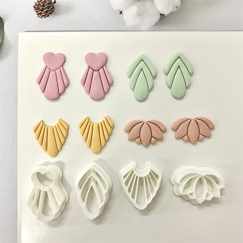 Soft Pottery Earrings Polymer Clay Mold Irregular Geometric Shape/Lotus Flower Clay Cutter DIY Jewelry Pendant Making Tools