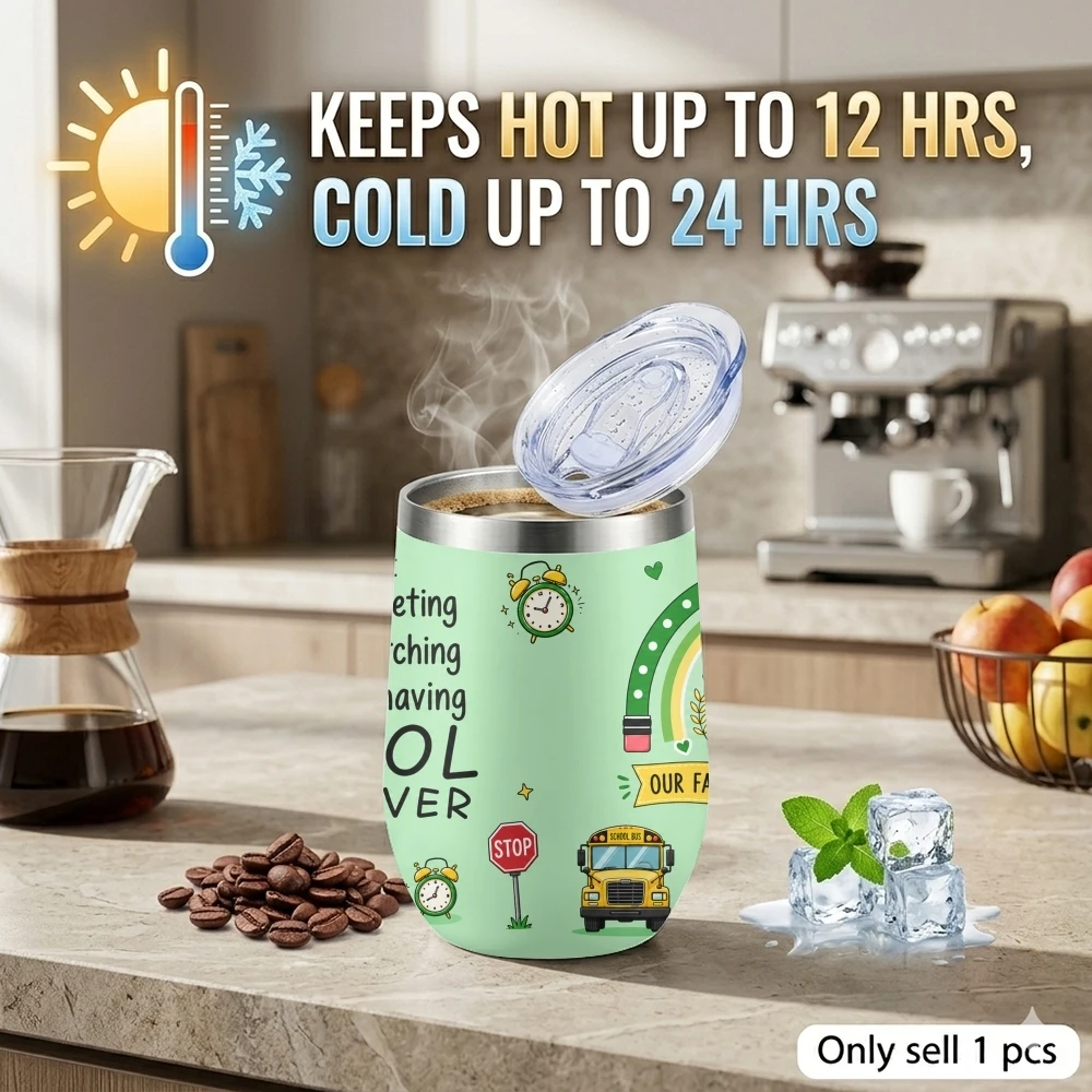 School Bus Driver Quote Art Vacuum Flasks 12oz Eggshell Cup With Lid Portable Coffee Cups Travel Household Office Drinking Mug