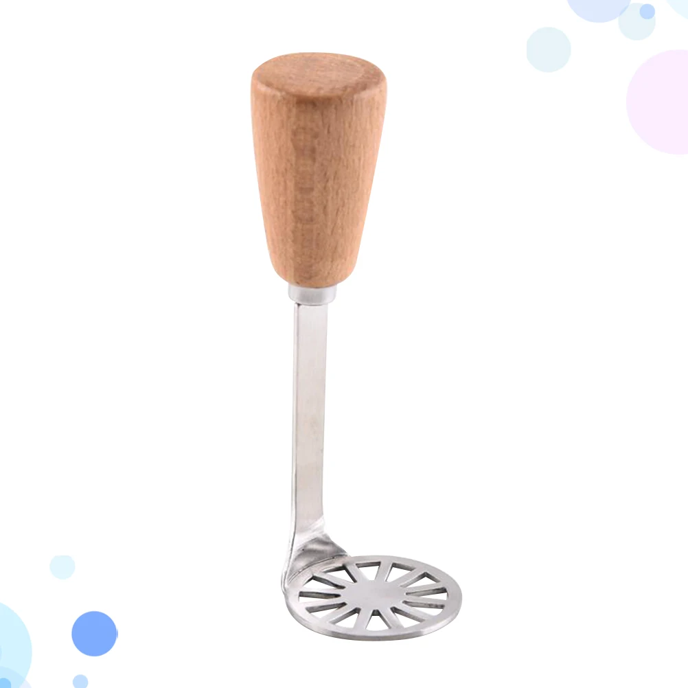 

Stainless Steel Potato Masher Ergonomic Wood Handle Non-Slip for Fast Creamy Veggie Mash Food Supplement Potato Ricer