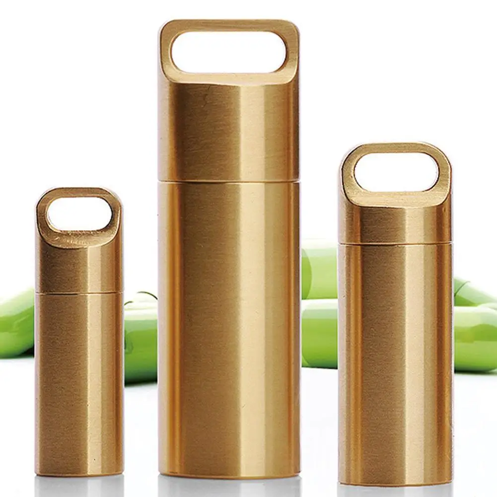 Portable Mini Stainless Steel Sealed Capsule Waterproof Pill Box Camping Firstaid keychain Travel Outdoor Portable Pill Case