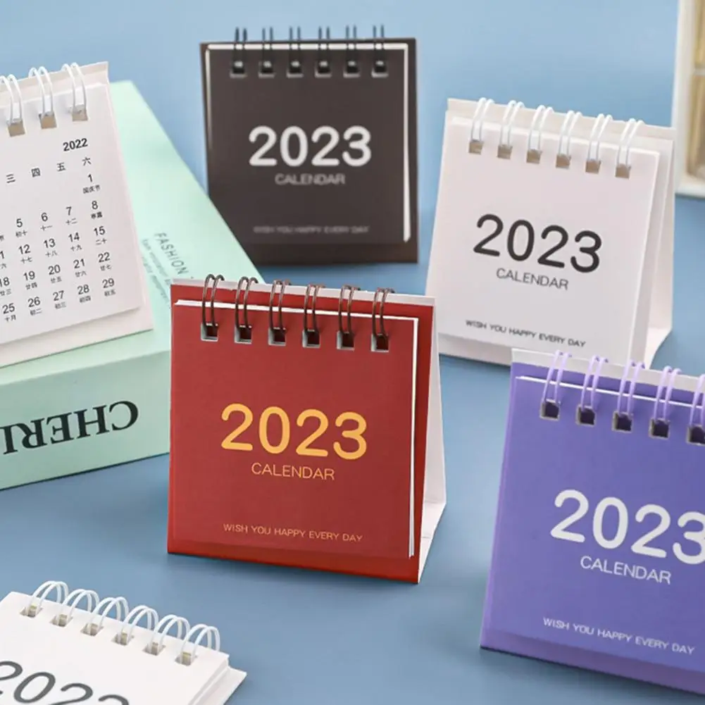 Calendario de escritorio duradero, Mini Calendario de escritorio con tapa de pie ligero 2023