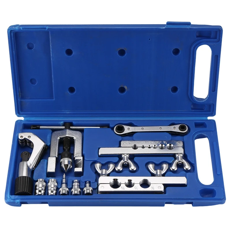 Single Flaring Tool & Swaging Tool Kit For HVAC, Tubing, Copper Pipe Flaring With Tubing Cutter & Ratchet Wrench