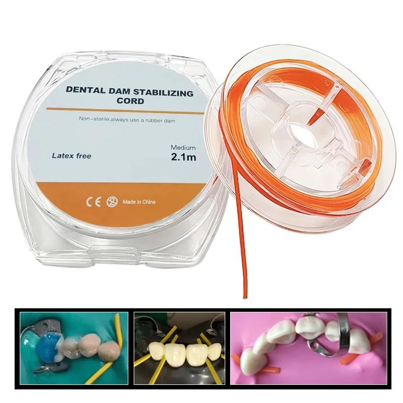 5 Roll /Lot Dental Rubber Dam Stabilizing Cord 2.1m/Dia 1.8mm Medium Oral Rubber Barriers Elastic Wedge Clamps Sheets Line