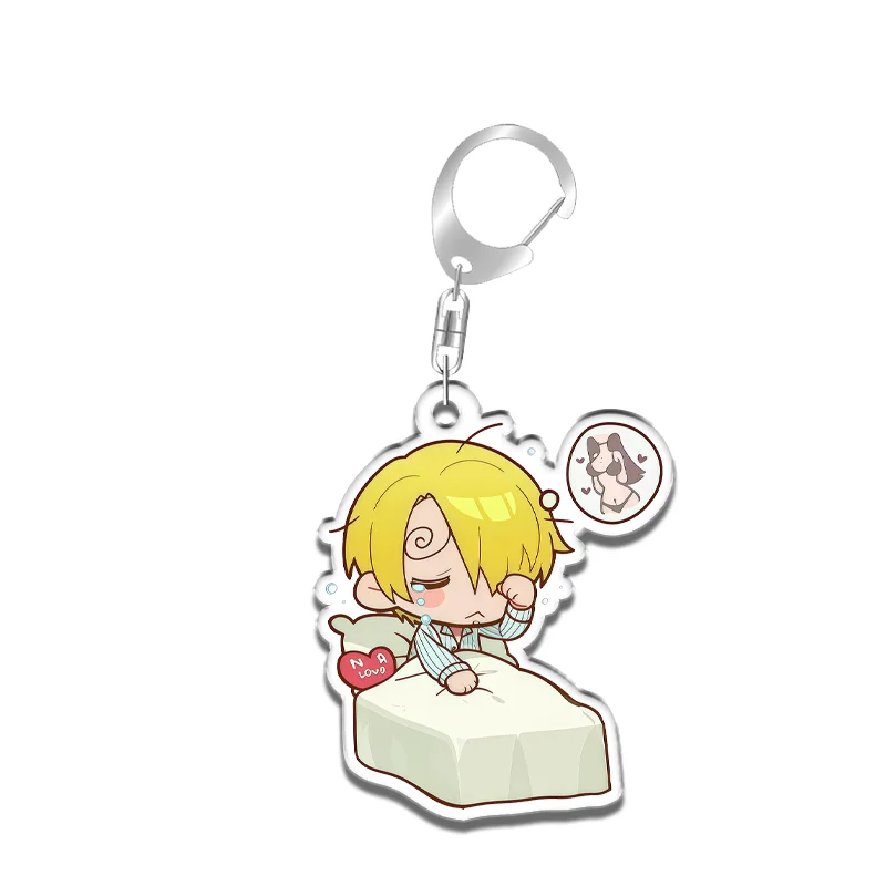 Keychain for ONE PIECE Doflamingo Robin Luffy Shanks Anime Game Fans Gifts Recycled Acrylic Backpack Pendant Decoration Rare Toy view 3