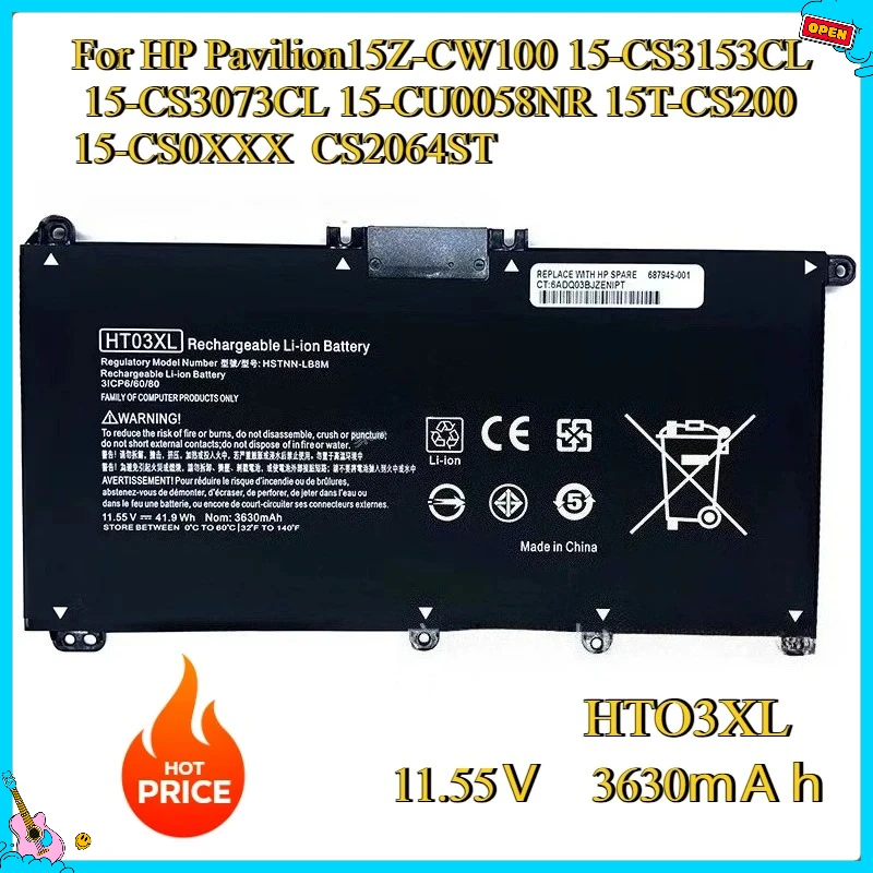 

New HTO3XL L11119-855 HT03XL Battery for HP Pavilion15Z-CW100 15-CS3153CL 15-CS3073CL 15-CU0058NR 15T-CS200 15-CS0XXX CS2064ST