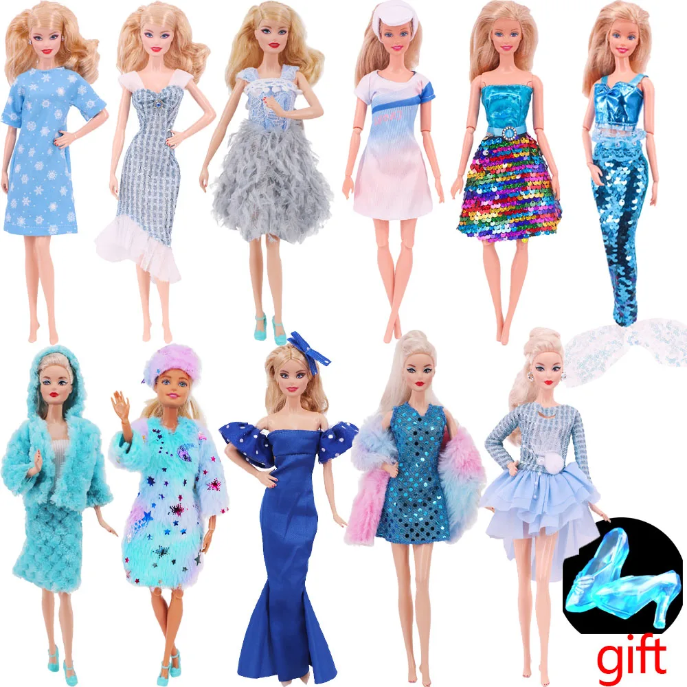 25 Style Blue Barbies Clothes Dress+Shoes Fashion Casual Outfits for 11inch Barbies Doll Clothes Accessories,1/6BJD Blythe Gifts