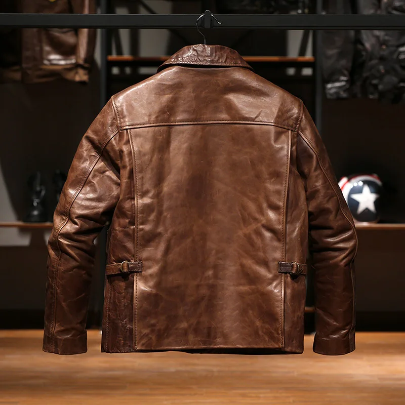 P800-DB RockCanRoll Super Quality Coat Genuine Cow Leather Cowhide Stylish Durable Vintage Jacket