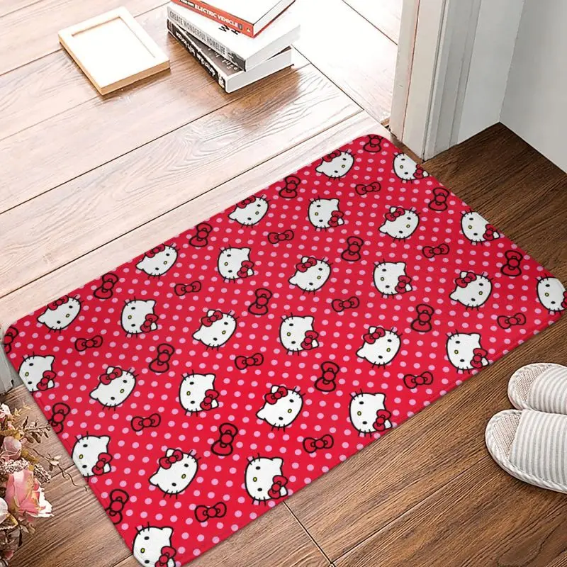 Custom Sanrio Hello Kitty Front Floor Door Entrance Mats Indoor Kitchen Bathroom Doormat Toilet Carpet Rug