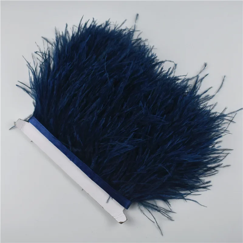 1M 5M 10Meter 8-10CM Navy ostrich feathers trims Ribbon Fringe White ostrich feather For Craft ribbon for skirt clothing Plumes