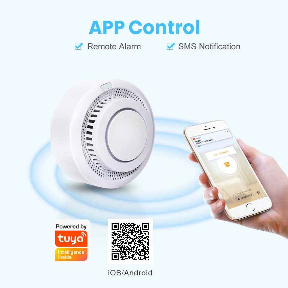 AVATTO Smart WiFi Smoke Detector,Tuya Fire Alarm Temperature Detector Sensor Home Security System,Work with Alexa Google home.