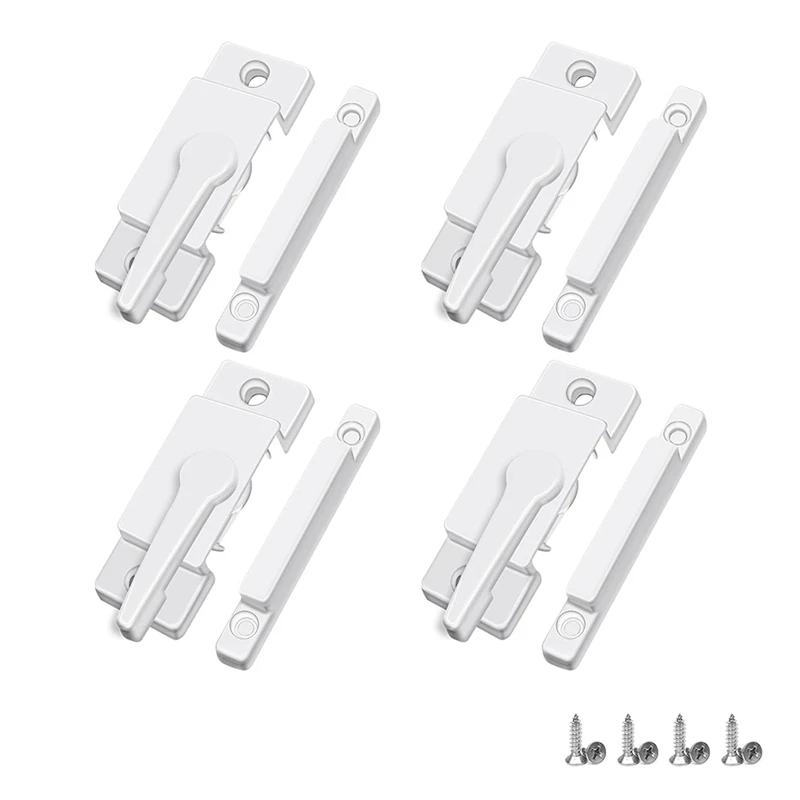 

4 Pack Window Sash Locks, Window Latches Replacement Sash Locks White Fits Horizontal Sliding Window