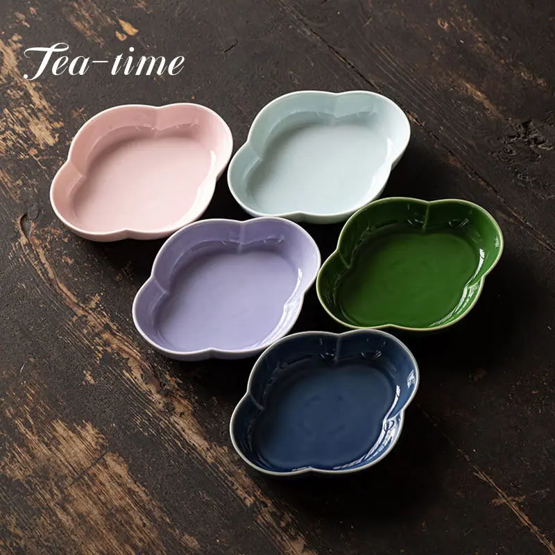 Chinese Style Boutique Ceramics Tea Tray Household Fruit Plate Pastry Plates Dry Bubble Trays Plates for Food Tea Ceremony Gifts